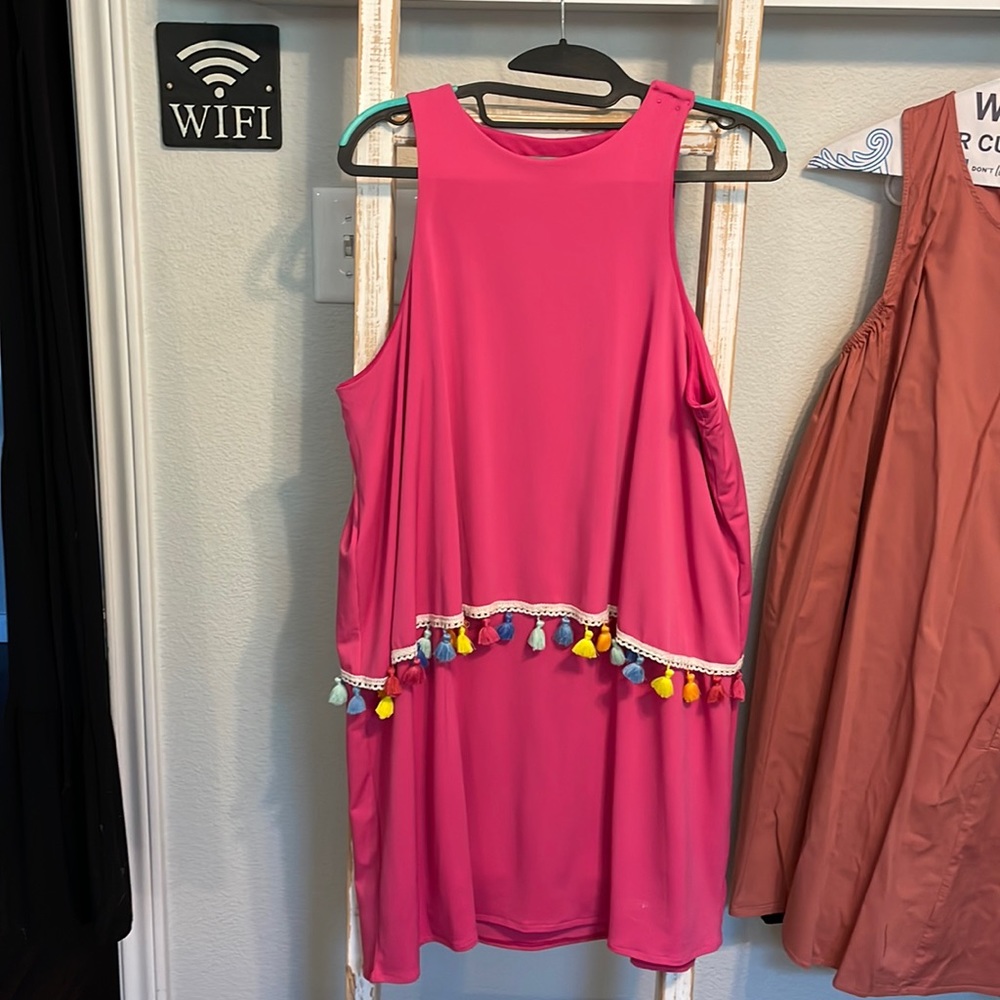 Judith March Pink Tassel Mini Dress